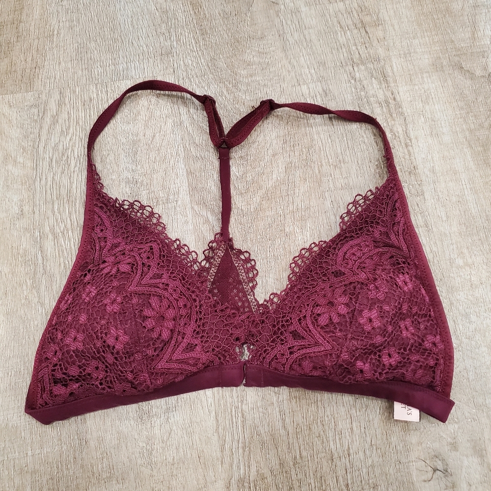 Victoria's Secret Burgundy Lace Triangle Bra Size Medium